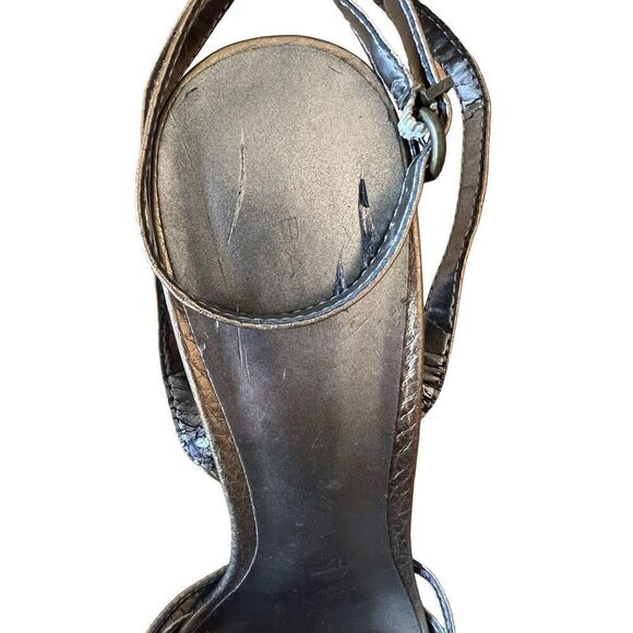 Bandolino -Lala- Bronze Open Toe Leather Pumps With Ankle Steps Women’s Size 10 - Picture 7 of 15